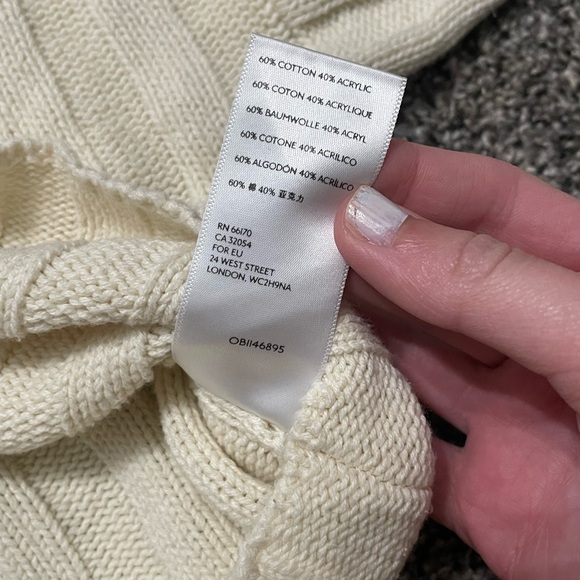 Urban Outfitters cream v neck ribbed long sleeve cropped sweater petite S - Picture 7 of 13